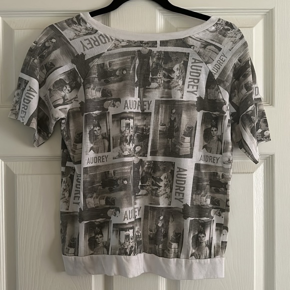 Audrey Hepburn Retro Graphic Black and White Print Tee - Picture 4 of 6